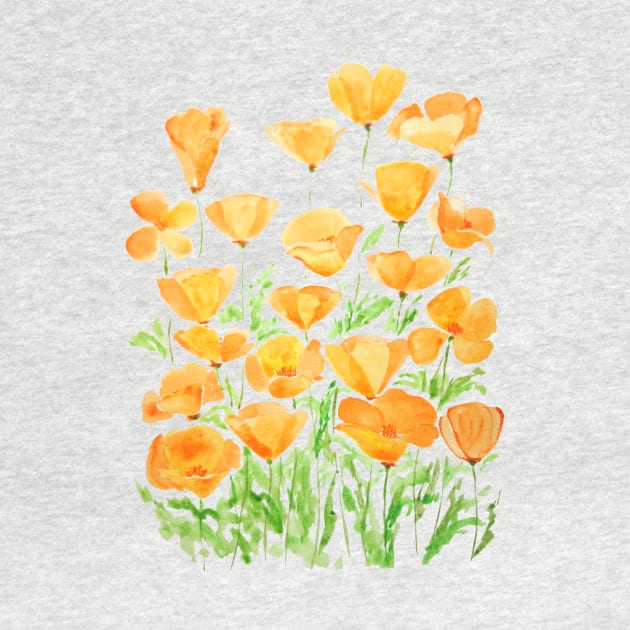 orange California poppy watercolor painting by colorandcolor